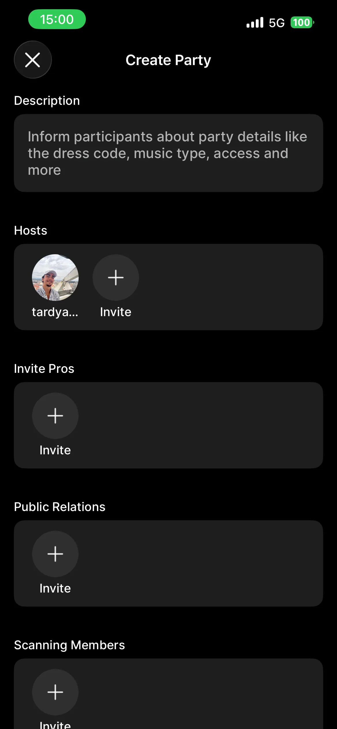 OnParty — création d'événement avec gestion d'équipe